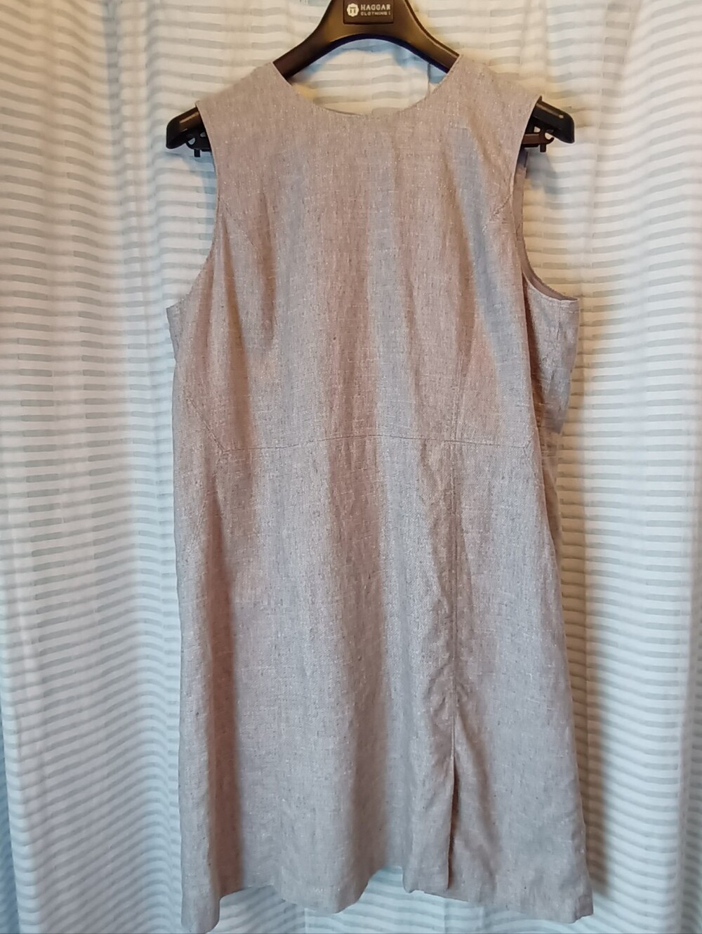 Lands' End Light Gray Glitter Spots Sheath Linen Sleeveless Size Dress Size 18